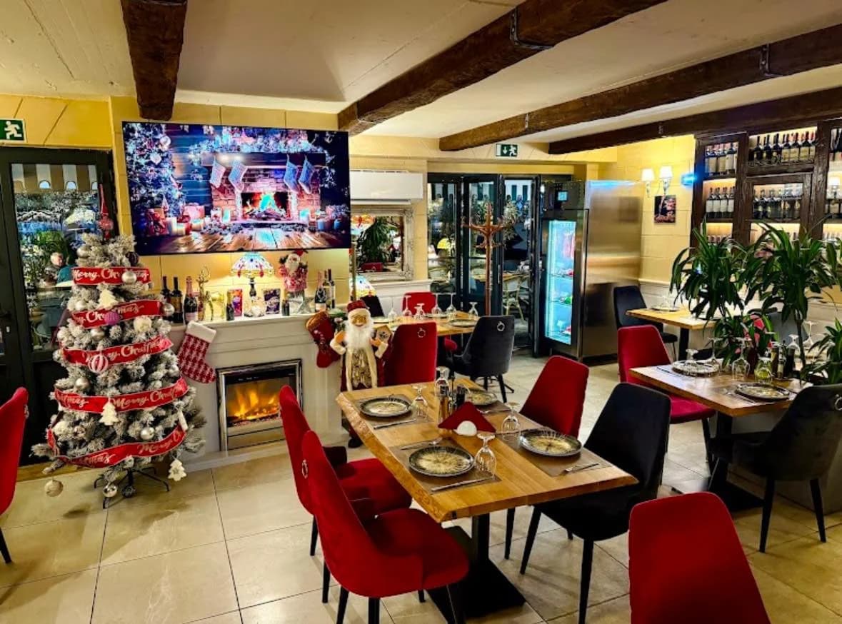 festive christmas restaurant interior