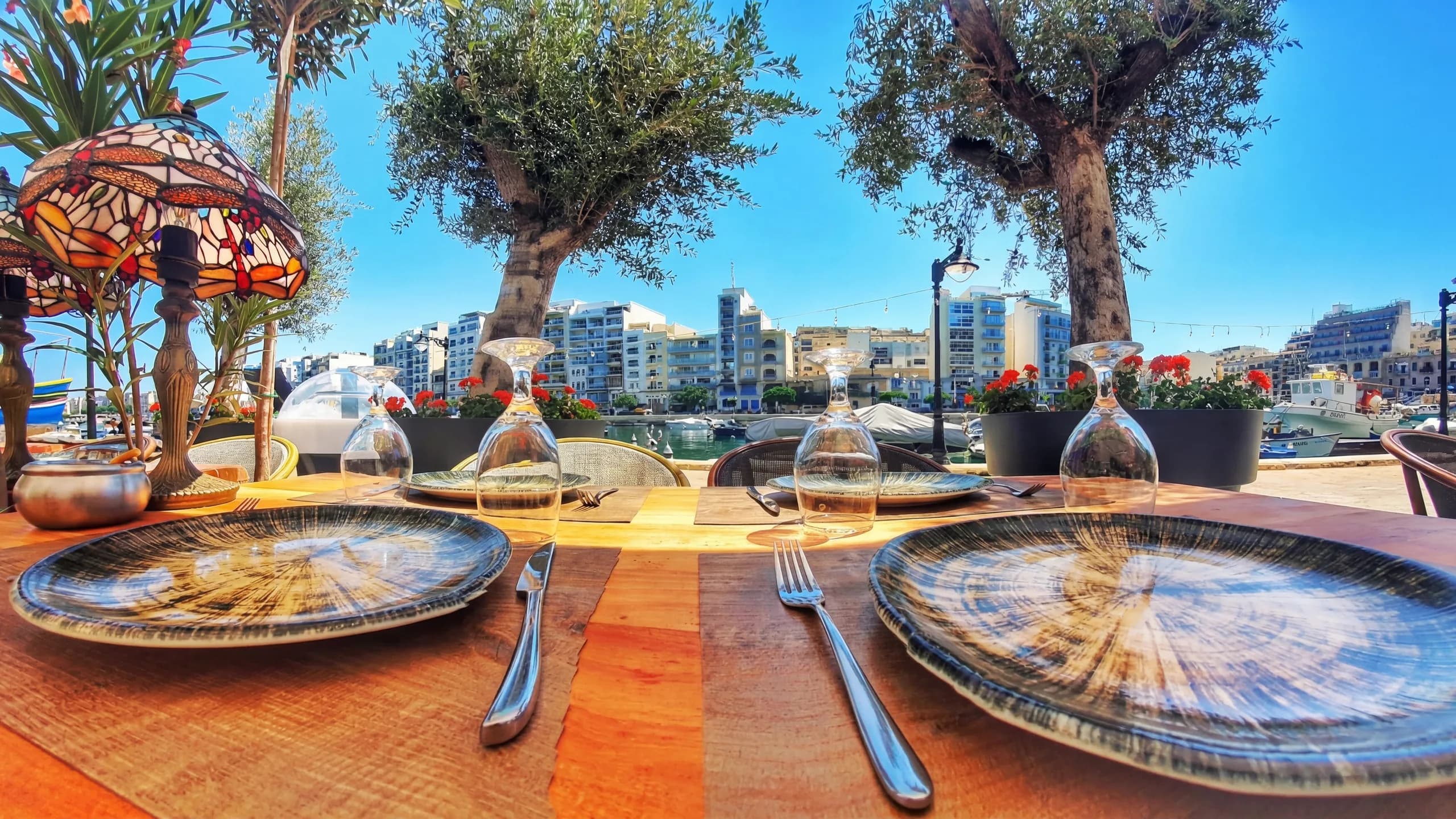 Waterfront dining table setting