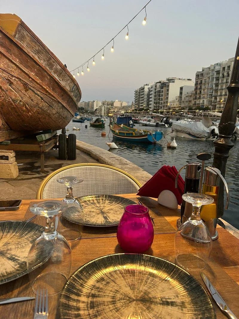 waterfront restaurant table setting